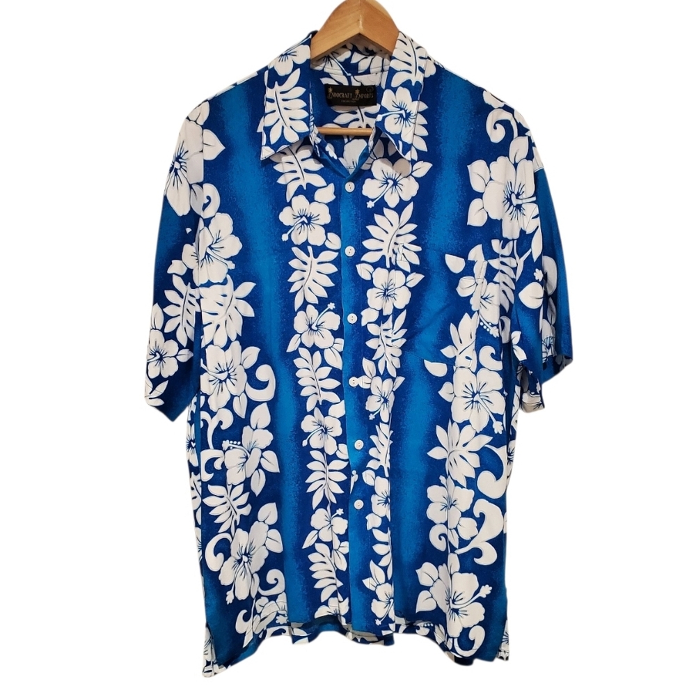 Indocraft Imports Men's Hawaiian Button Up Short Sleeve Shirt One Size